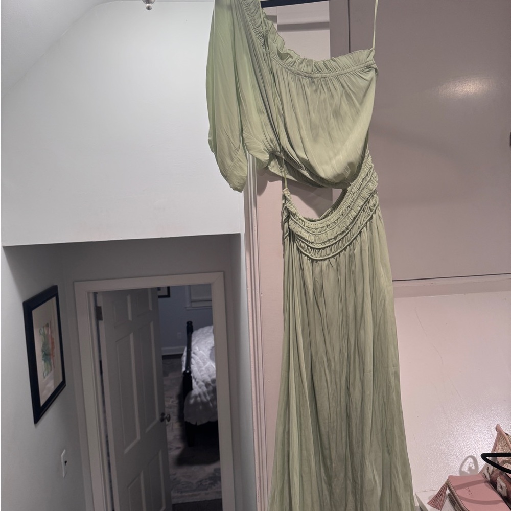 Ramy Brook One-Shoulder Light Green Dress